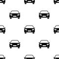 Car seamless pattern. Cute cartoon black racing cars white background.